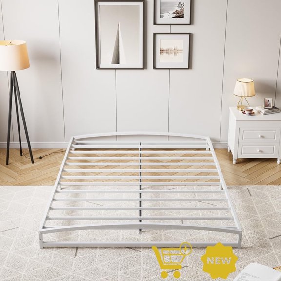 6" Low Profile Bed Frame with Arch Design, Heavy Duty Metal Platform, Noise-Free, No Box Spring Needed, Easy Assembly