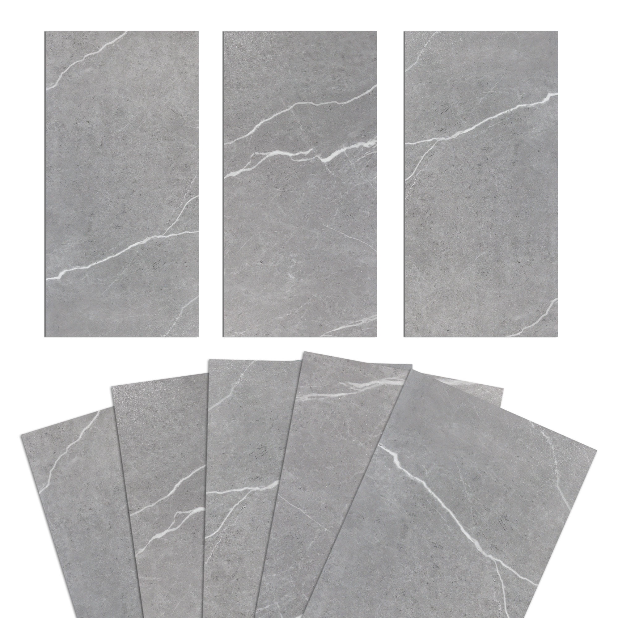 6 MIL x 12 in. W x 24 in. L Peel and Stick Water Resistant Vinyl Tile Flooring, Gray (60 sq. ft. /case)