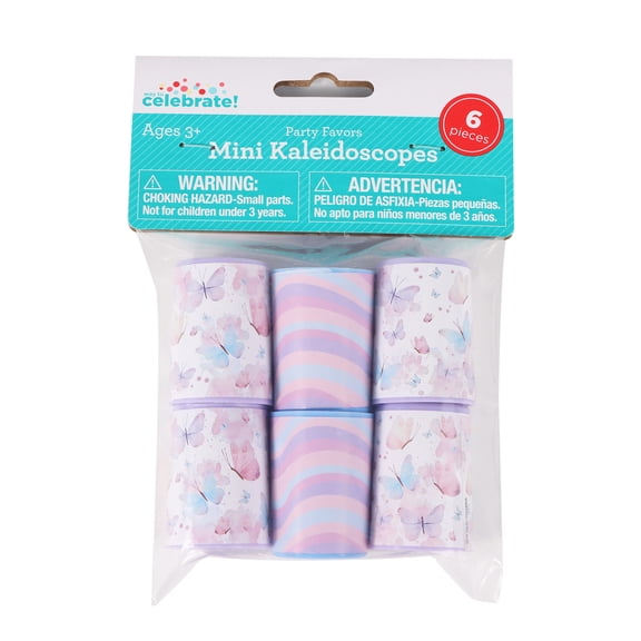 6 Count Pink Plastic Mini Kaleidoscopes for Children Ages 3+, Party Favors by Way To Celebrate