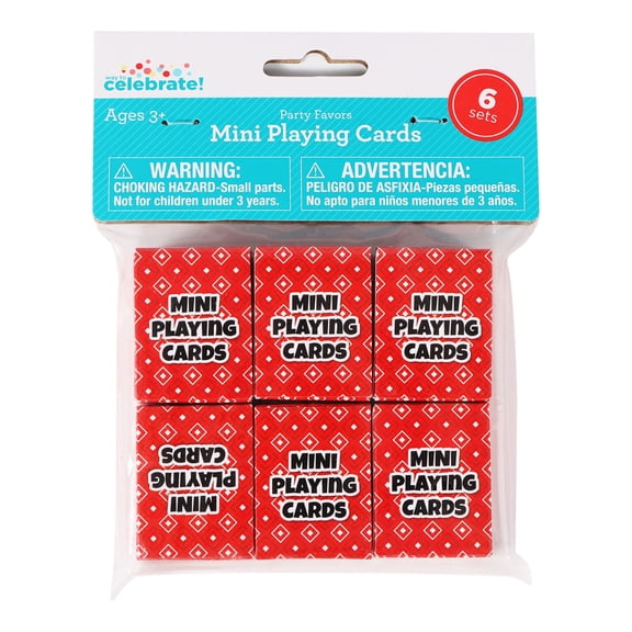 6 Count, Mini Playing Cards, Party Favors for Kids Ages 3+, by Way To Celebrate