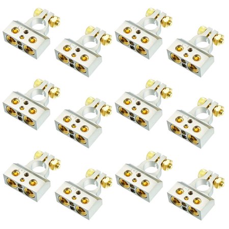 6 MK Audio MBTC300PN 0/2/4/6/8 AWG Single Positive & Negative Power Battery Terminal Connectors Chrome