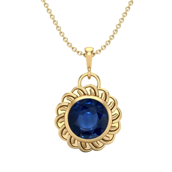 6 MM Round Natural Blue Sapphire 925 Silver Gold Vermeil Celtic Knot Women Valentines Day Gifts Necklace