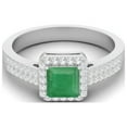 thumbnail image 1 of 6 MM Square Emerald Halo Accent 925 Sterling Silver Women Wedding Valentines Day Gifts Ring, 1 of 3