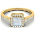 thumbnail image 1 of 6 MM Square Shape Moonstone Halo Accent 925 Sterling Silver Gold Vemreil Women Wedding Valentines Day Gifts Ring, 1 of 3
