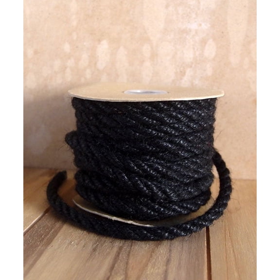 Burlap Fabrics 6mm Jute Twine Black - 10 Yard Roll Thick Natural Fiber for Crafts and Packaging