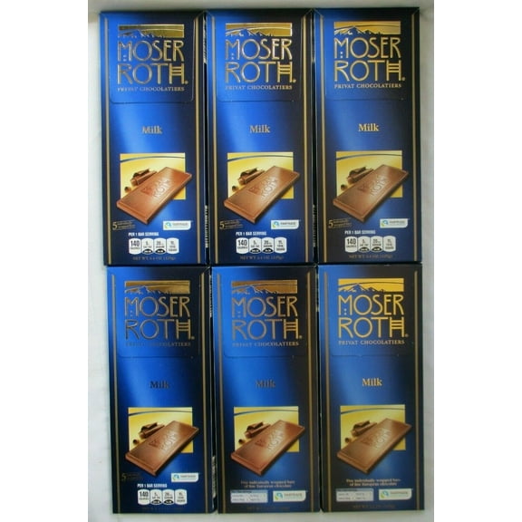 6 MOSER ROTH PREMIUM CHOCOLATE "MILK" Extra Creamy 5-BAR 4.4-oz PACKS