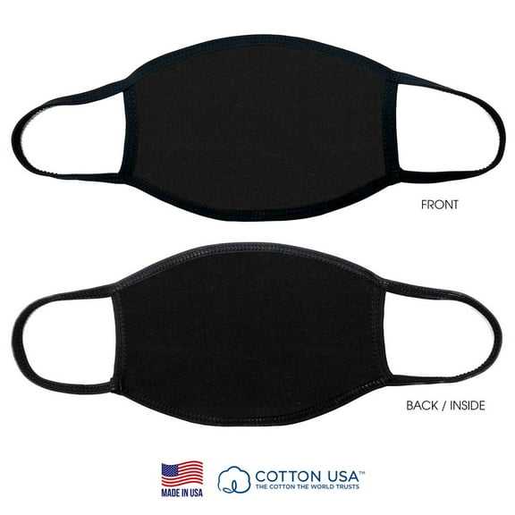 6 Made In The U.S.A Unisex Black Face Mask 100%Cotton Reusable Washable Cover Masks Fashion