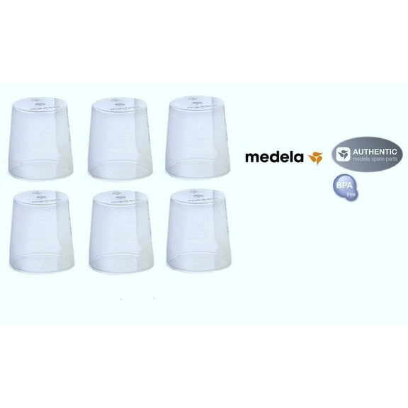 (6) Medela Clear Travel Caps/ bottle cap/ nipple cap/ collar cap - Genuine for Use with Collar Ring - Medela Bottles
