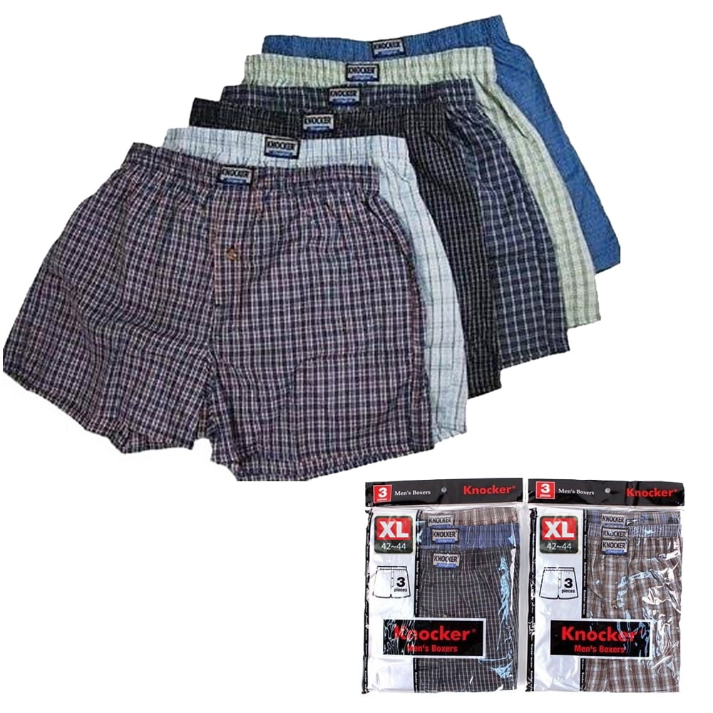 Hanes Ultimate Big Men's Cotton Boxer Brief Underwear, Blue/Red, 4
