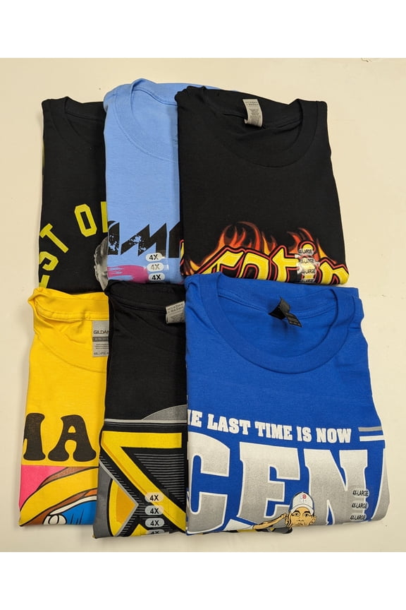 6 Men Size 4XL WWE T-shirts  Cena Orton Undertaker The Rock Lot 1
