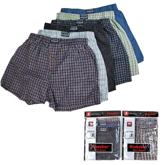 6 Mens Plaid Boxer Shorts Lot Underwear Pack Size M 34-36 Comfort Waistband New