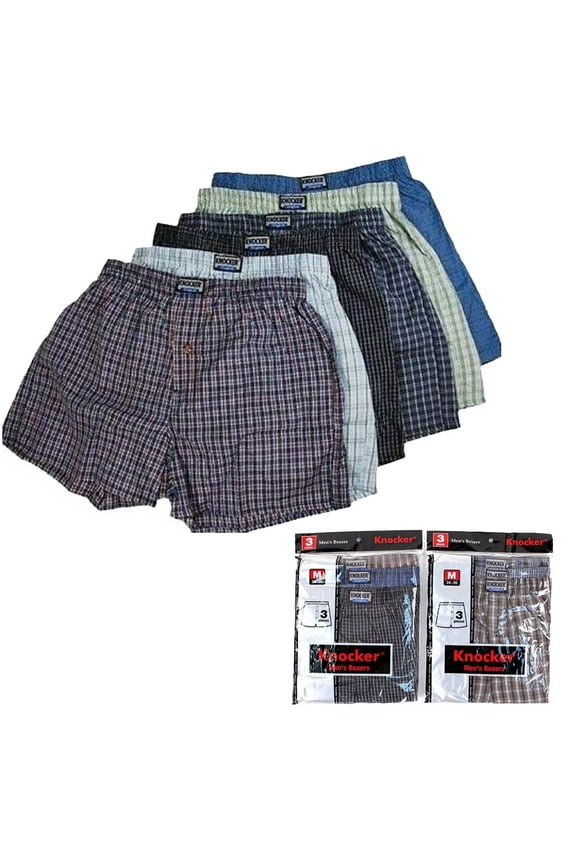 6 Mens Plaid Boxer Shorts Lot Underwear Pack Size M 34-36 Comfort Waistband New