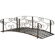 6 Metal Arch Bridge for Garden, Pond, Creek, Stream, Bronze Steel Footbridge with Safety Siderails, 330 lbs Capacity