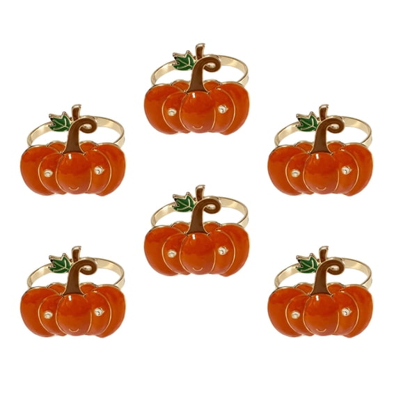 6 Metal Autumn Napkins Accessories Thanksgiving Table Decors With Pumpkins Designs Multipurpose Napkins Clips