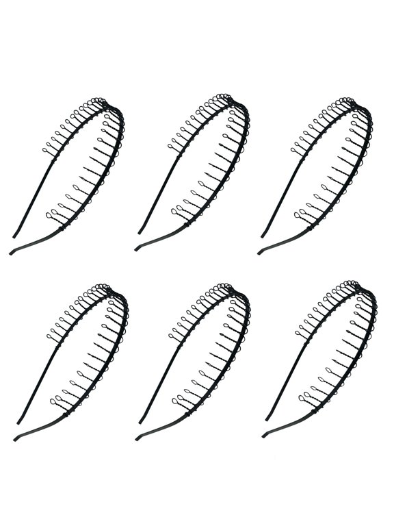 6 Metal Black Hair Comb Headband (Plain)