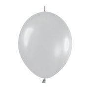6" Metallic Silver Link O Loon Balloons, Pack Of 50