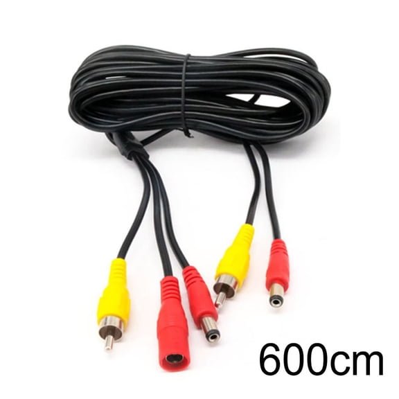 6 Meter 2-in-1 For RCA Video And Power Extension Cable For Car Backup Camera, 12V, Black, Fitment
