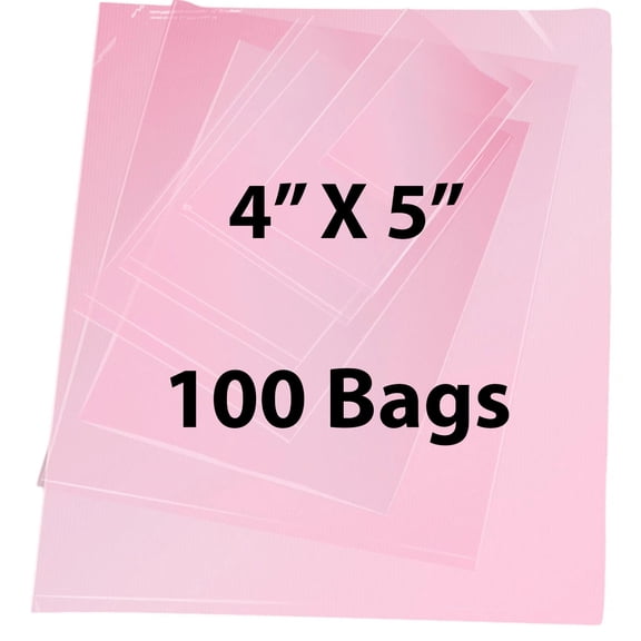 6 Mil Pink Anti-Static Heavy Duty Plastic Flat Bags - 4" x 5" & (100 Bags)