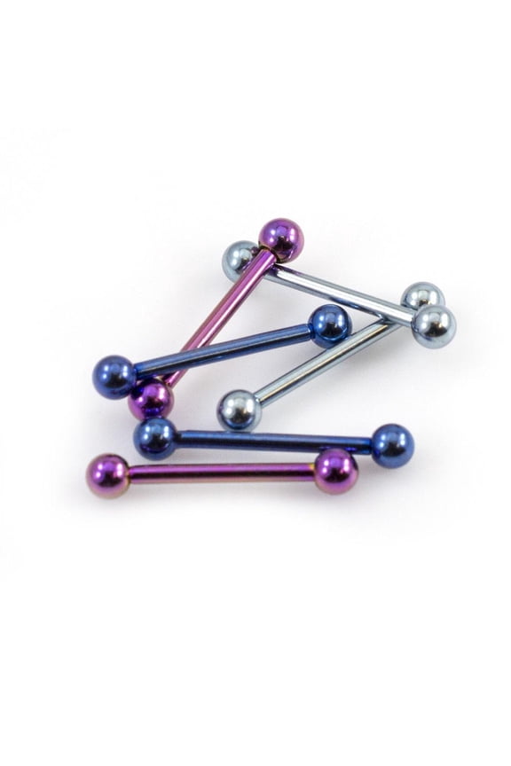6 Mini Barbell Anodized Titanium 16G 3/8 Straight Bars