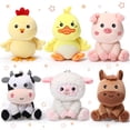 thumbnail image 1 of 6 Mini Plush Farm Animals 4 Inch Stuffed Horse Cow Pig Duck Chick Toy Set, 1 of 6