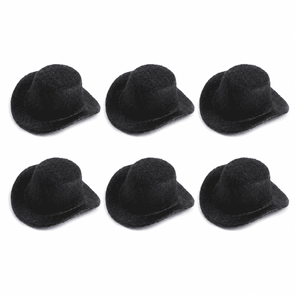Factory Direct Craft Miniature Black Felt Top Hats, Package of 6, 2 Inch Small Doll Hats for Snowman Crafts and DIY Projects