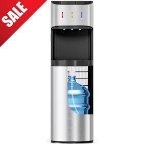 Patiosunny Bottom-Loading Water Dispenser, 3 Temperatures (Hot, Room and Cold), Child Safety Lock, LED Display with Water Shortage Alert, Silver