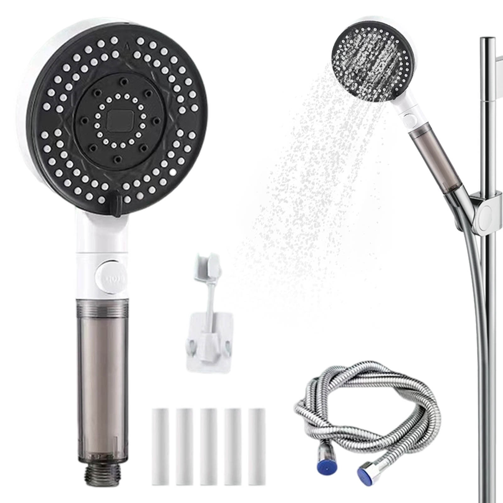 6 Mode High Pressure Filtered Shower Head With Handheld Built In Power ...