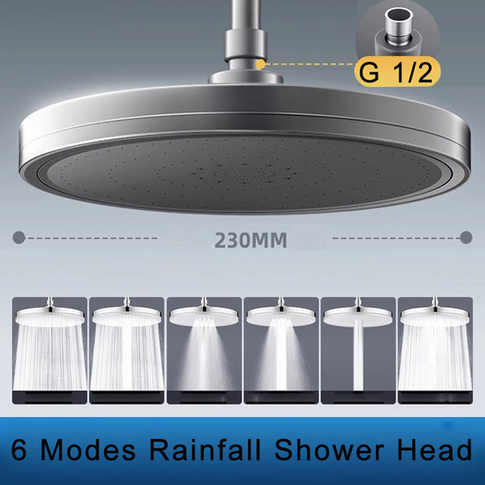 6 Modes Big Panel Large Flow High Pressure Ceiling Mounted Shower Head ...