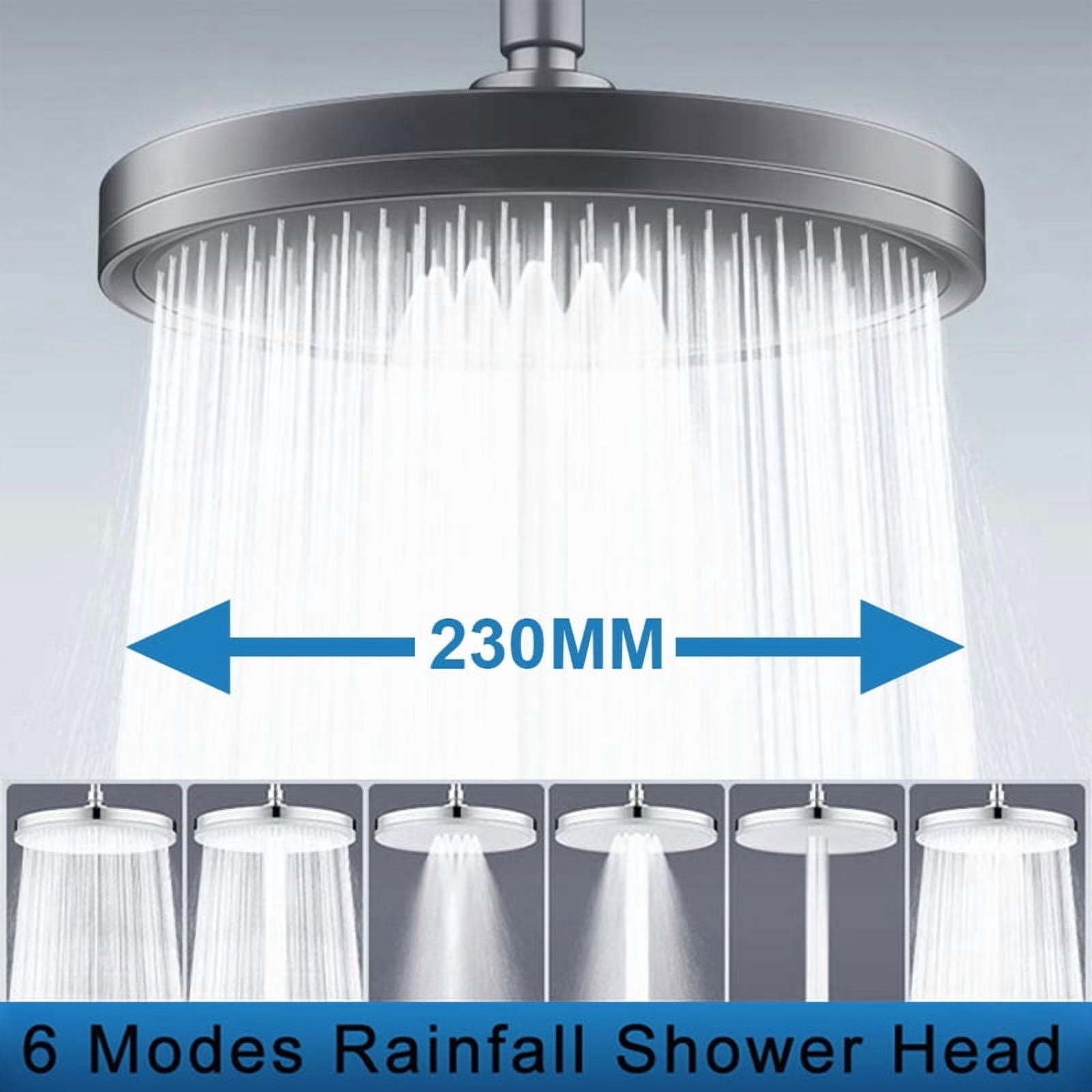 6 Modes Large Flow Rainfall Shower Head High Pressure Ceiling Mounted ...