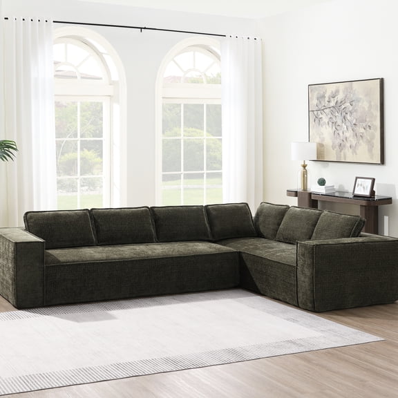 6 Modular Sectional , 129.5", Wrinkle- Chenille Upholstery, No Assembly, Modern Living Room Furniture 129.5" , 6 Seats, Modular, Area