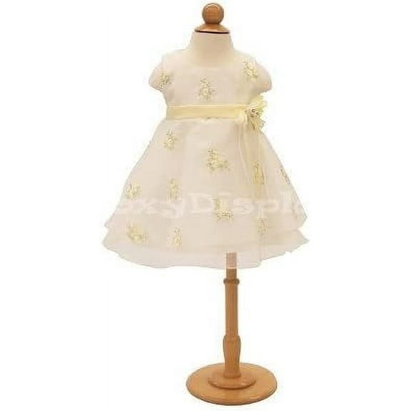 6 Month Old Child Dress Form Mannequin Torso 3/4 Body with Off White Stretch Cover and Wooden Base with Neck Top #11C6M-JF
