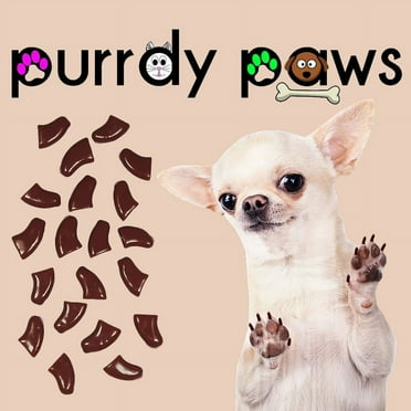 6 Month Supply - Purrdy Paws Brown Soft Nail Caps for XXL Dog Nails - Extra Adhesives