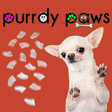 6 Month Supply - Purrdy Paws Clear Soft Nail Caps for X-Small Dog Nails - Extra Adhesives