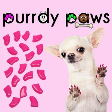 6 Month Supply - Purrdy Paws Lipstick Pink Soft Nail Caps for X-Small Dog Nails - Extra Adhesives