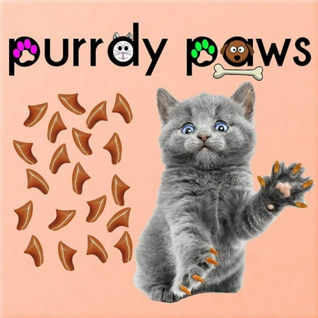 6 Month Supply - Purrdy Paws Metallic Bronze Soft Nail Caps for Small Cats Claws - Extra Adhesives