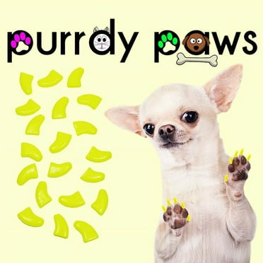 6 Month Supply - Purrdy Paws Neon Yellow Soft Nail Caps for XXL Dog Nails - Extra Adhesives