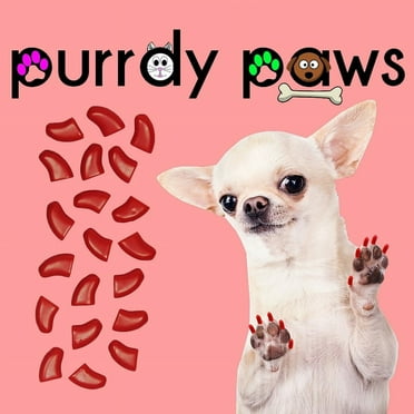 6 Month Supply - Purrdy Paws Red Soft Nail Caps for XXL Dog Nails - Extra Adhesives
