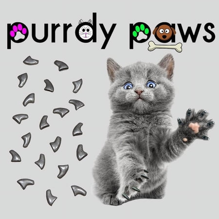 6 Month Supply - Purrdy Paws Steel Grey Soft Nail Caps for Small Cats Claws - Extra Adhesives
