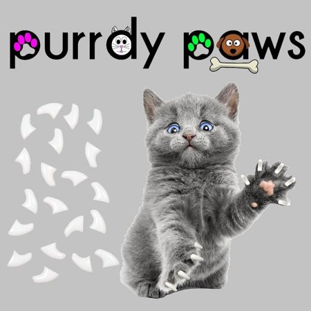 6 Month Supply - Purrdy Paws White Soft Nail Caps for Medium Cats Claws - Extra Adhesives
