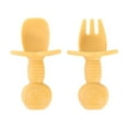 thumbnail image 1 of 6+ Months Baby Cutlery Set For Self Feeding And Baby Led Weaning, Beginner Utensils With Easy Grip Handles For Toddler Training, 100% Food Safe Silicone Spoon And Fork With Soft, 1 of 3