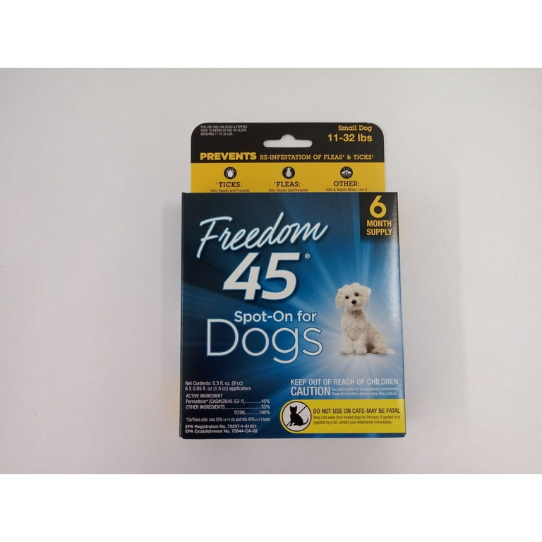 6 Months Freedom 45 Flea Tick Prevention for Small Dogs 11 32 lbs. Spot On