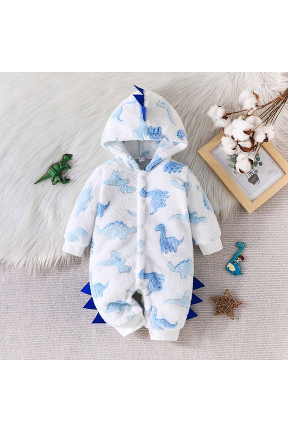 6 Months Newborn Baby Boy Girl Winter Romper Sleepers Infant Snowsuit Bodysuit Footie Fleece Romper Toddler Winter Outfits Blue
