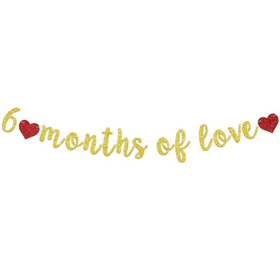 6 Months of Love Banner, Half Way To One, 1/2 Way To One, Happy 1/2 Birthday/Anniversary/Baby Shower Party Decoration Supplies