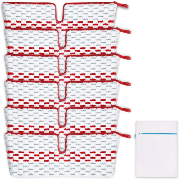 6 Mop Pads and 1 Laundry Bag, Reusable Microfiber Mop Pads Compatible with O Cedar ProMist MAX Spray Mop, Double Sided Refills, Dry Wet Floor Cleaning