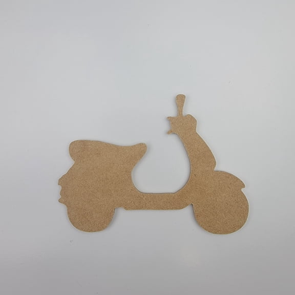 6" Moped, Unfinished MDF Art Shape by Wooden Craft Cutouts, 1-8 Thickness