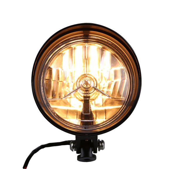 6" Motorcycle Black Bullet Headlight Head Lamp For Bobber Chopper Dyna Softail FXSTSS FXEF Rocker, 12W 55W/60W with Halogen Bulb High/Low Beam