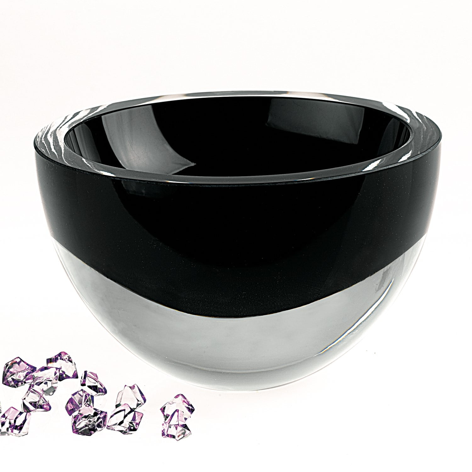 6 Mouth Blown Crystal European Made Lead Free Jet Black Bowl 6 Mouth Blown Crystal European Made Lead Free Jet Black Bowl