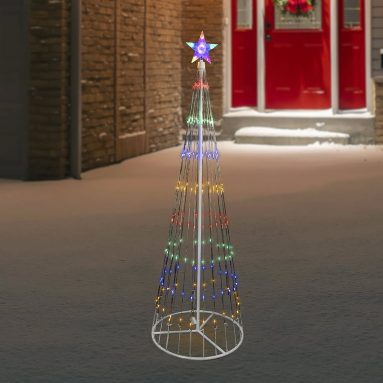 6 Multi Color LED Lighted Show Cone Christmas Tree Outdoor Decoration