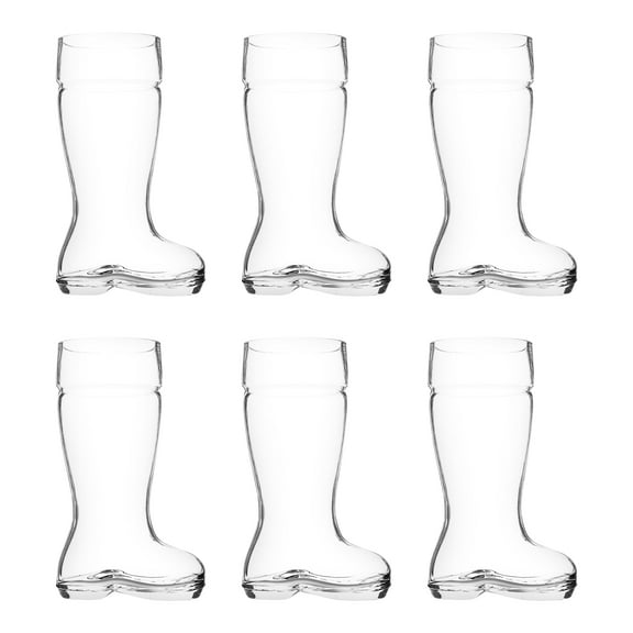 6 Munich Das Boot Beer Glasses Set, 44 oz. - Large, Boot Shape, Glassware - Clear