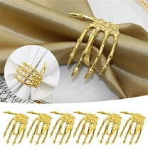 6*Napkin Buckle Clearance! 6Pcs/Set Creative Skeleton Hand Napkin Ring Exquisite Alloy Napkin Holder for Halloween Imitation Gold